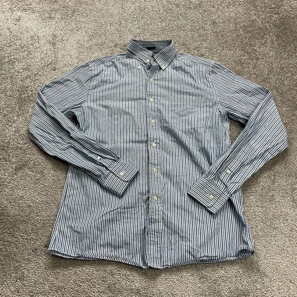 Tommy Hilfiger Slim Fit Dress Shirt Mens 15 1/2 Blue White Striped Long Sleeve - Picture 1 of 11